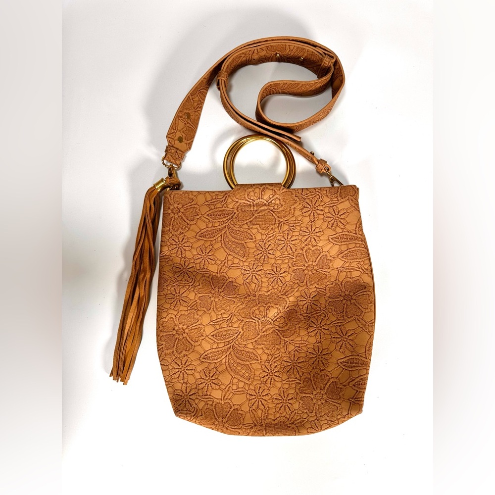 Anthropologie  Elegant  Floral Embossed Tote Bag - Picture 8 of 12